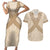 Mauri Ribaberiki Kiribati Couples Matching Short Sleeve Bodycon Dress and Hawaiian Shirt Cowrie Shells Lei Palm Leaf Weaving