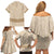 Mauri Ribaberiki Kiribati Family Matching Off Shoulder Short Dress and Hawaiian Shirt Cowrie Shells Lei Palm Leaf Weaving