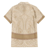 Mauri Ribaberiki Kiribati Family Matching Off Shoulder Short Dress and Hawaiian Shirt Cowrie Shells Lei Palm Leaf Weaving