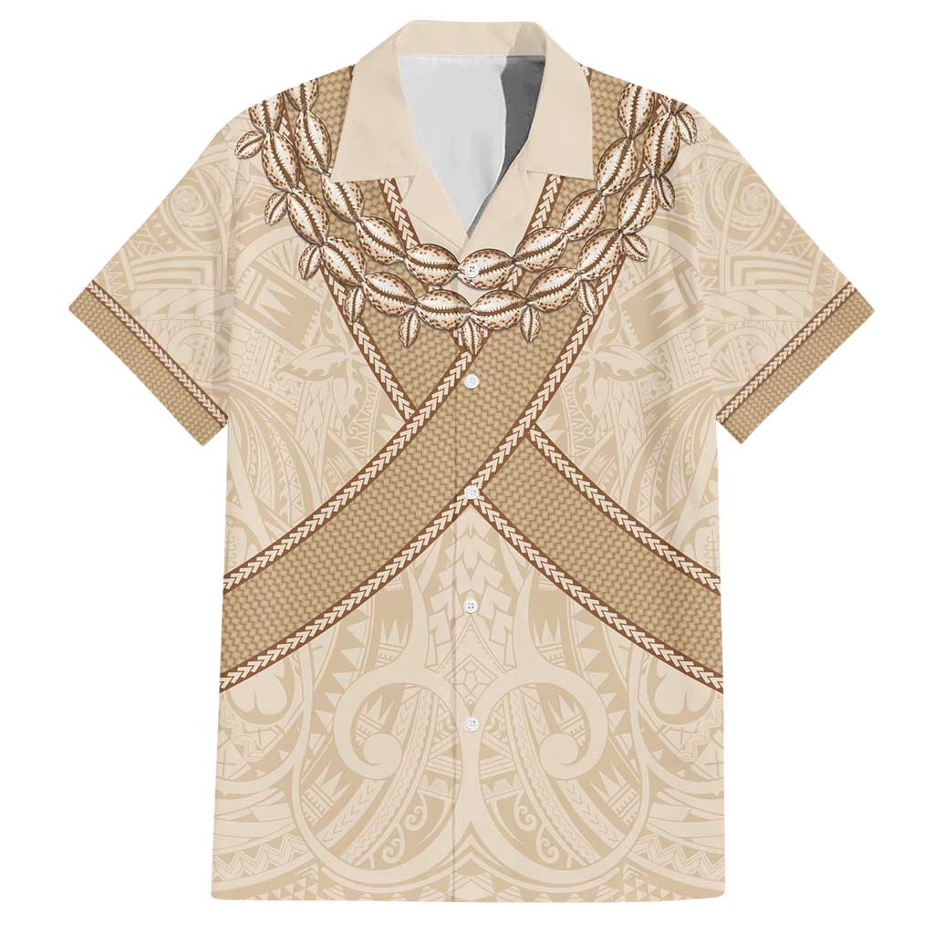 Mauri Ribaberiki Kiribati Family Matching Short Sleeve Bodycon Dress and Hawaiian Shirt Cowrie Shells Lei Palm Leaf Weaving