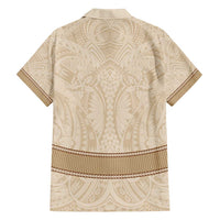 Mauri Ribaberiki Kiribati Family Matching Short Sleeve Bodycon Dress and Hawaiian Shirt Cowrie Shells Lei Palm Leaf Weaving