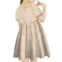 Mauri Ribaberiki Kiribati Kid Short Sleeve Dress Cowrie Shells Lei Palm Leaf Weaving