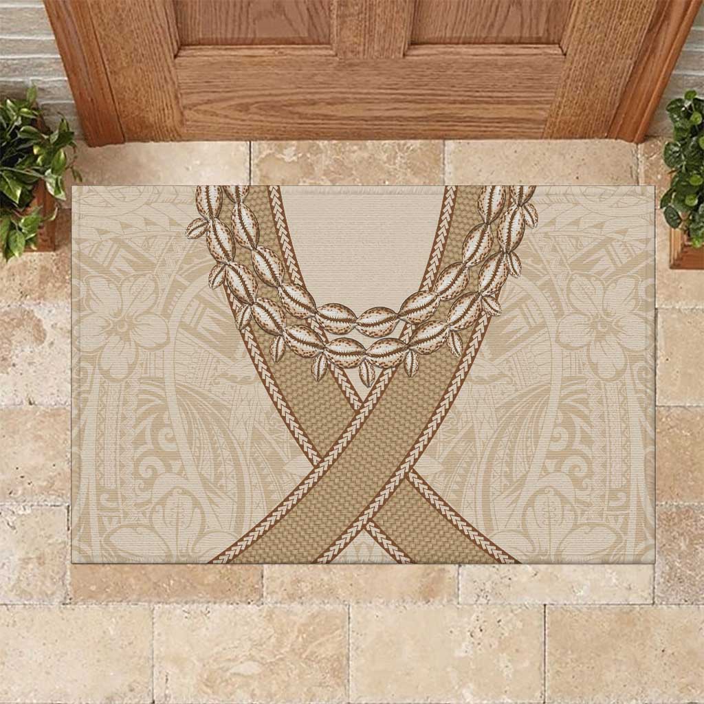 Mauri Ribaberiki Kiribati Rubber Doormat Cowrie Shells Lei Palm Leaf Weaving