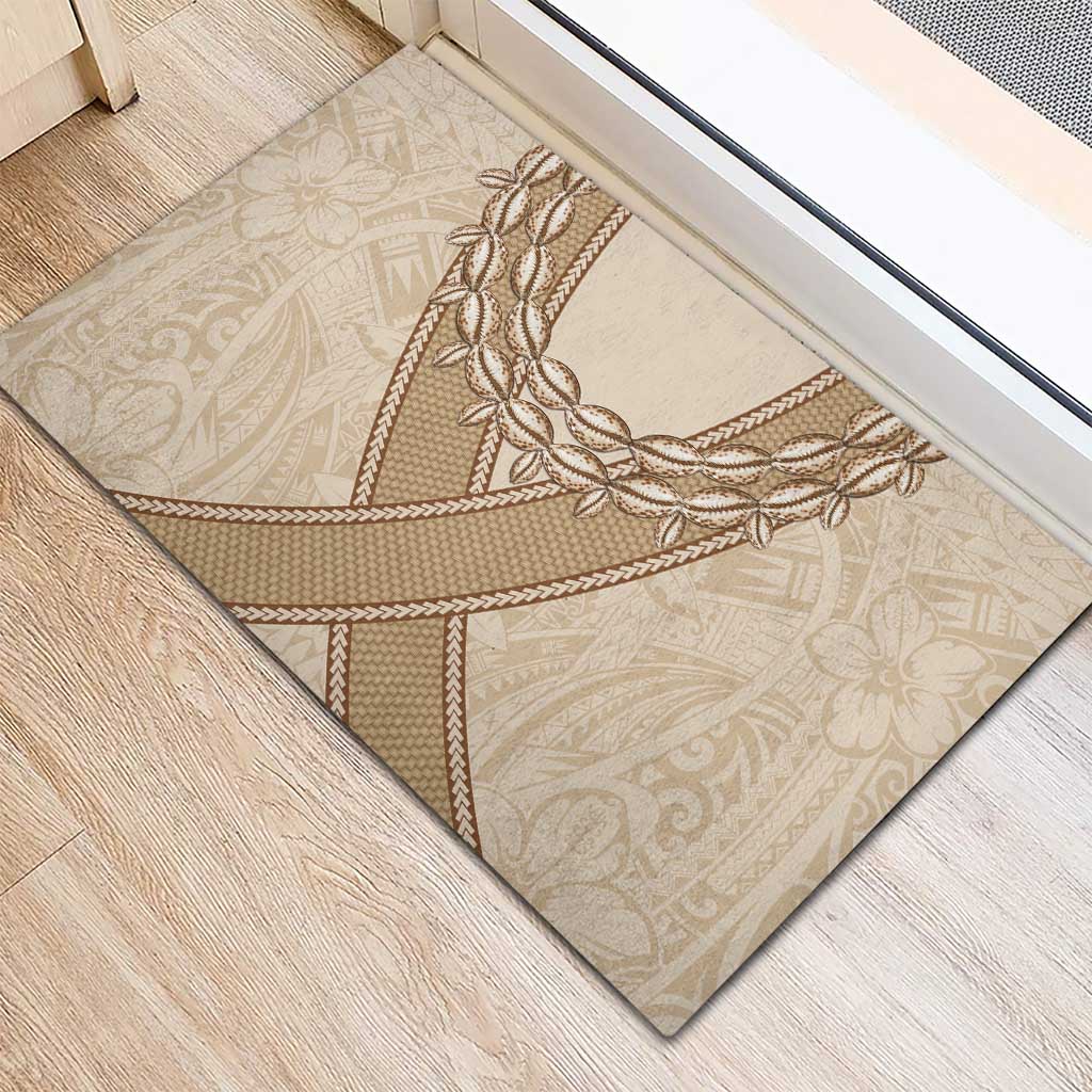 Mauri Ribaberiki Kiribati Rubber Doormat Cowrie Shells Lei Palm Leaf Weaving