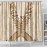 Mauri Ribaberiki Kiribati Shower Curtain Cowrie Shells Lei Palm Leaf Weaving