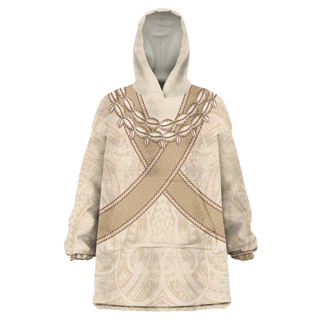 Mauri Ribaberiki Kiribati Wearable Blanket Hoodie Cowrie Shells Lei Palm Leaf Weaving