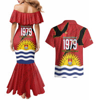 Mauri Kiribati Independence Day Couples Matching Mermaid Dress and Hawaiian Shirt 1979 Proud National Frigatebird