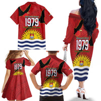 Mauri Kiribati Independence Day Family Matching Off The Shoulder Long Sleeve Dress and Hawaiian Shirt 1979 Proud National Frigatebird