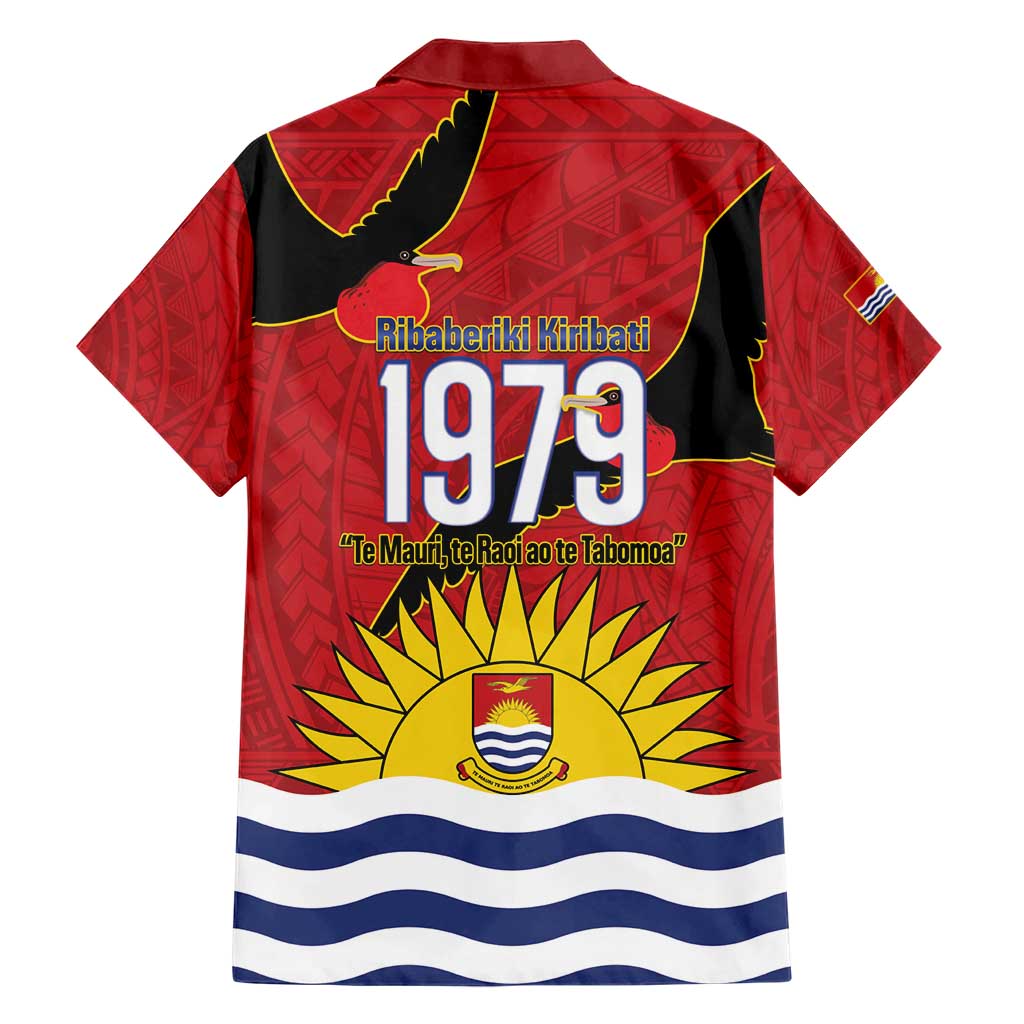 Mauri Kiribati Independence Day Family Matching Short Sleeve Bodycon Dress and Hawaiian Shirt 1979 Proud National Frigatebird