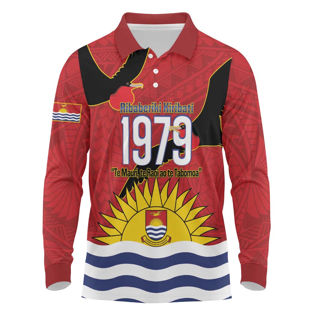 Mauri Kiribati Independence Day Long Sleeve Polo Shirt 1979 Proud National Frigatebird