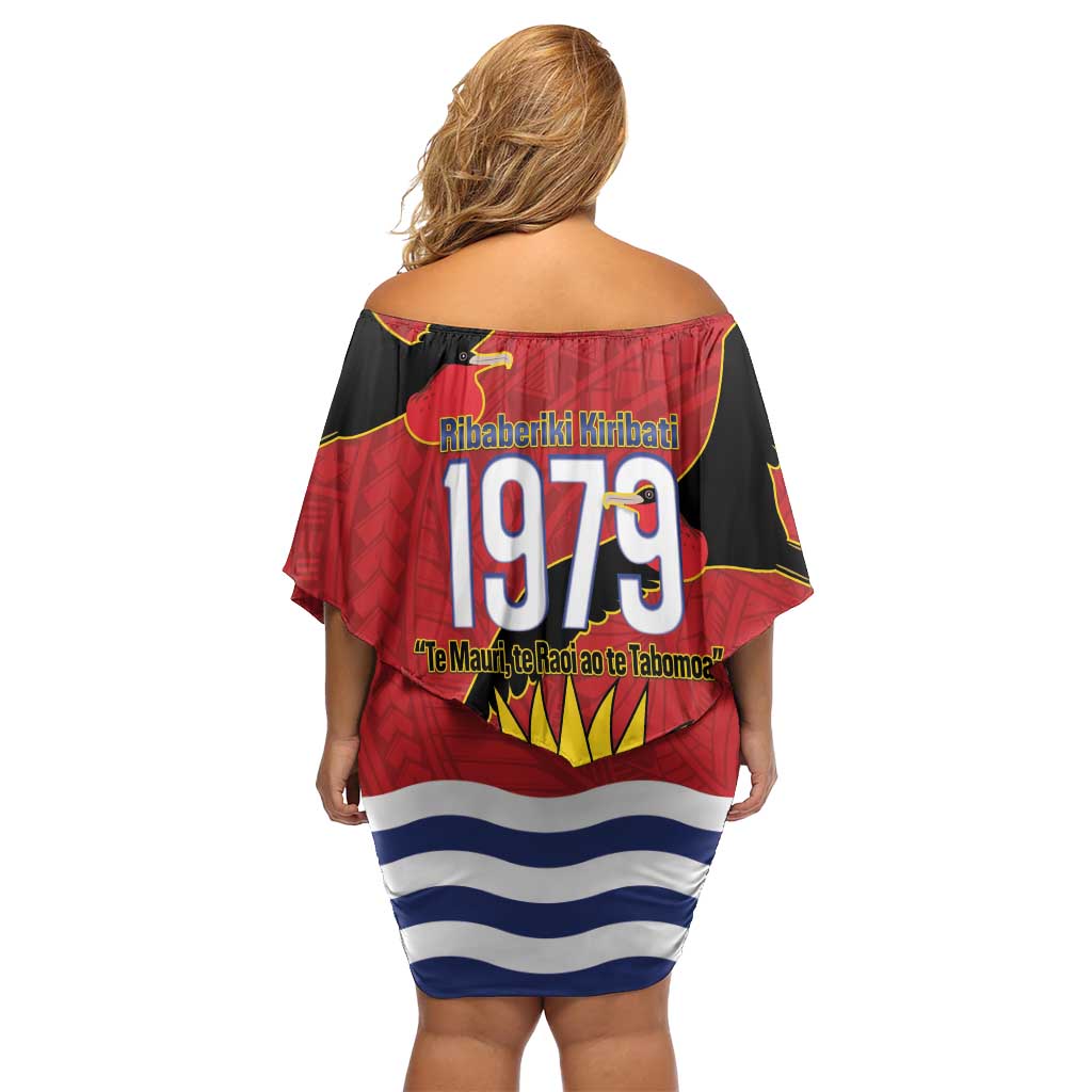 Mauri Kiribati Independence Day Off Shoulder Short Dress 1979 Proud National Frigatebird