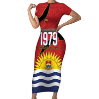 Mauri Kiribati Independence Day Short Sleeve Bodycon Dress 1979 Proud National Frigatebird