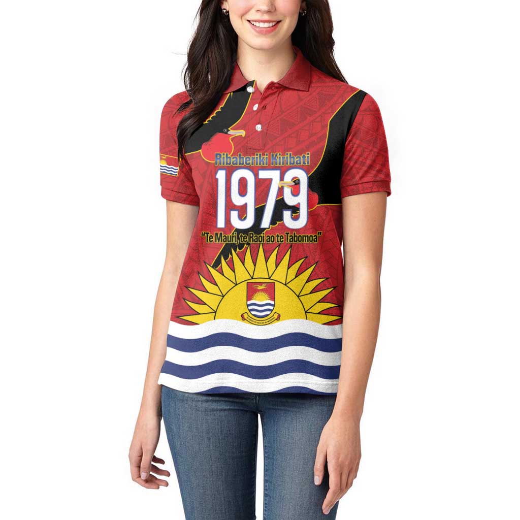 Mauri Kiribati Independence Day Women Polo Shirt 1979 Proud National Frigatebird