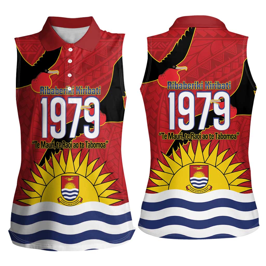 Mauri Kiribati Independence Day Women Sleeveless Polo Shirt 1979 Proud National Frigatebird