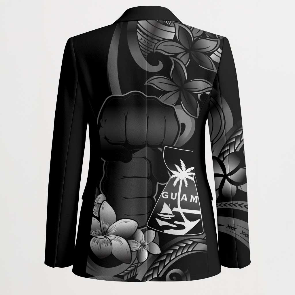 Black Hafa Adai Guam Blazer Chamorro Latte Stone Hand With Plumeria - Polynesian Pride