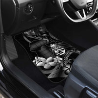 Black Hafa Adai Guam Car Mats Chamorro Latte Stone Hand With Plumeria