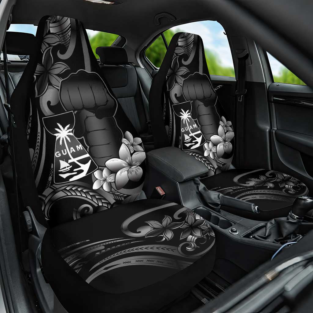 Black Hafa Adai Guam Car Seat Cover Chamorro Latte Stone Hand With Plumeria