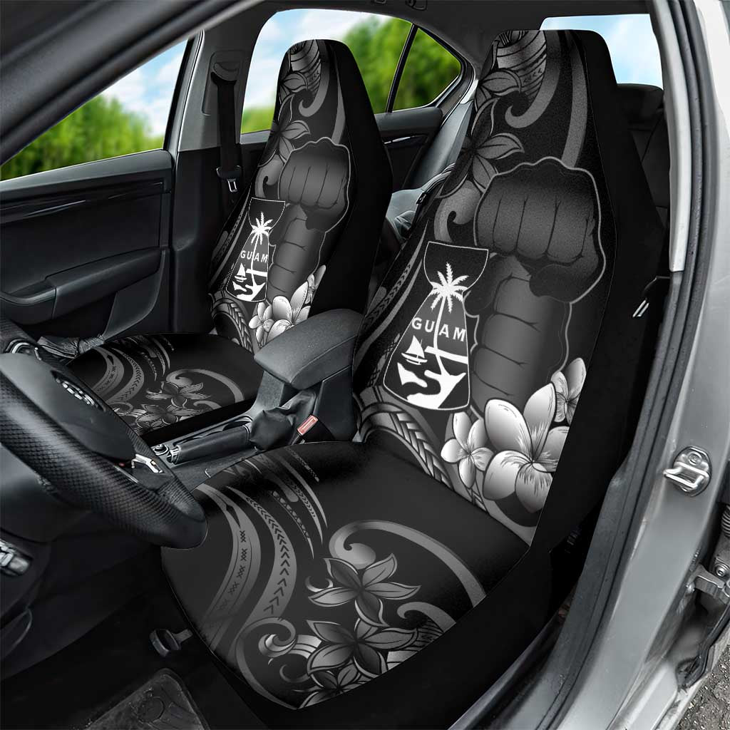 Black Hafa Adai Guam Car Seat Cover Chamorro Latte Stone Hand With Plumeria