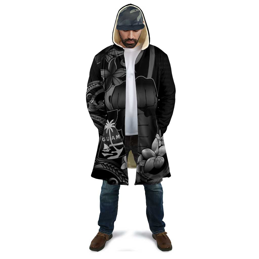 Black Hafa Adai Guam Cloak Chamorro Latte Stone Hand With Plumeria - Polynesian Pride