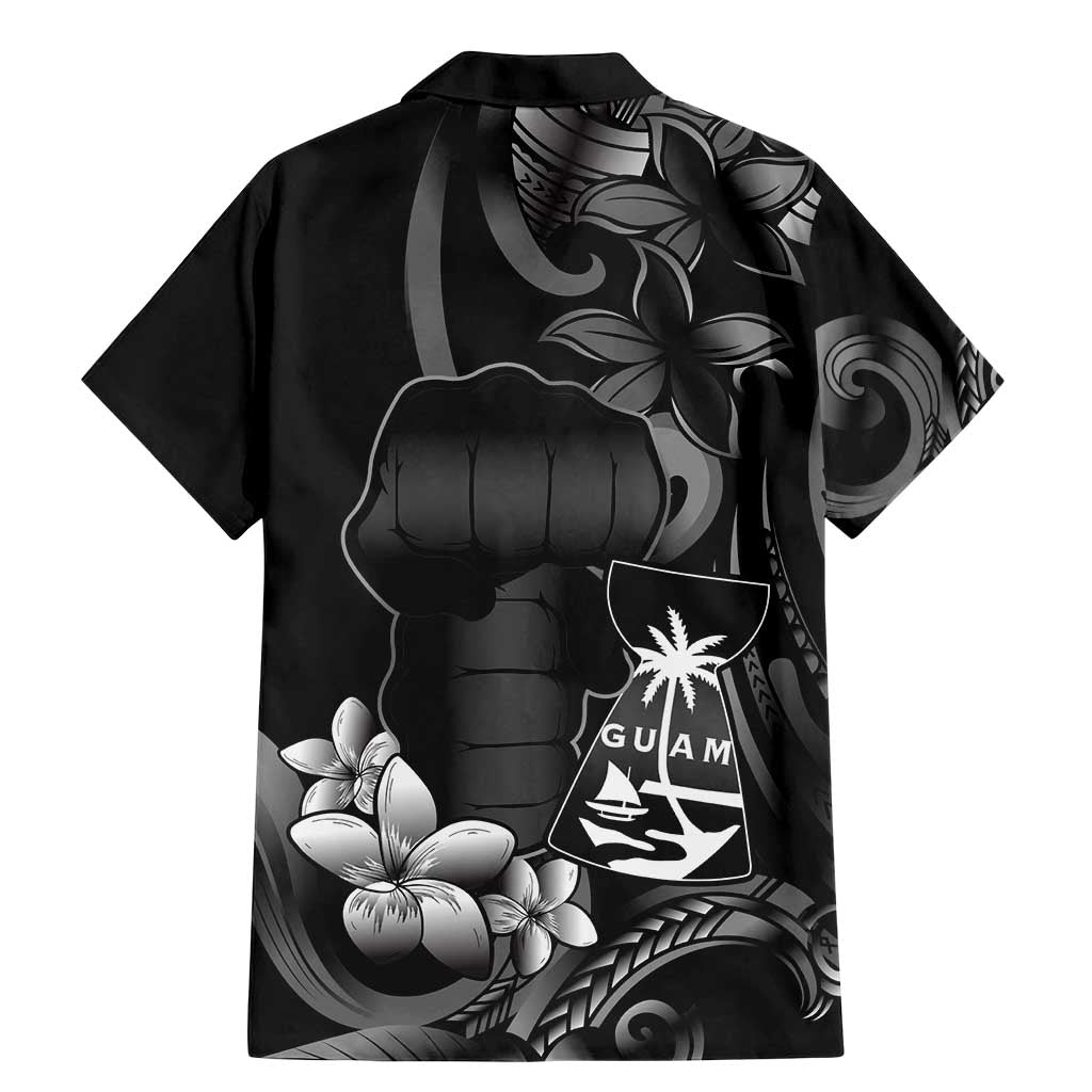 Black Hafa Adai Guam Family Matching Mermaid Dress and Hawaiian Shirt Chamorro Latte Stone Hand With Plumeria