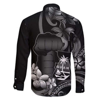 Black Hafa Adai Guam Family Matching Short Sleeve Bodycon Dress and Hawaiian Shirt Chamorro Latte Stone Hand With Plumeria LT14 - Polynesian Pride