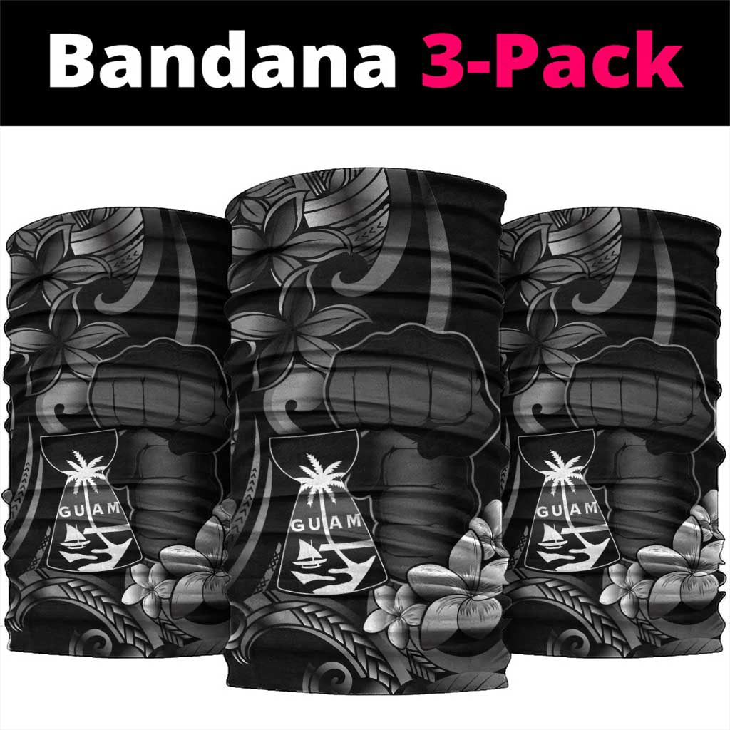 Black Hafa Adai Guam Neck Gaiter Chamorro Latte Stone Hand With Plumeria - Polynesian Pride