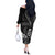 Black Hafa Adai Guam Off The Shoulder Long Sleeve Dress Chamorro Latte Stone Hand With Plumeria