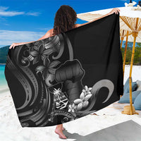 Black Hafa Adai Guam Sarong Chamorro Latte Stone Hand With Plumeria