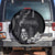 Black Hafa Adai Guam Spare Tire Cover Chamorro Latte Stone Hand With Plumeria
