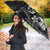 Black Hafa Adai Guam Umbrella Chamorro Latte Stone Hand With Plumeria - Polynesian Pride