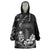 Black Hafa Adai Guam Wearable Blanket Hoodie Chamorro Latte Stone Hand With Plumeria