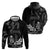 Black Hafa Adai Guam Zip Hoodie Chamorro Latte Stone Hand With Plumeria