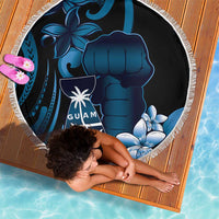 Blue Hafa Adai Guam Beach Blanket Chamorro Latte Stone Hand With Plumeria