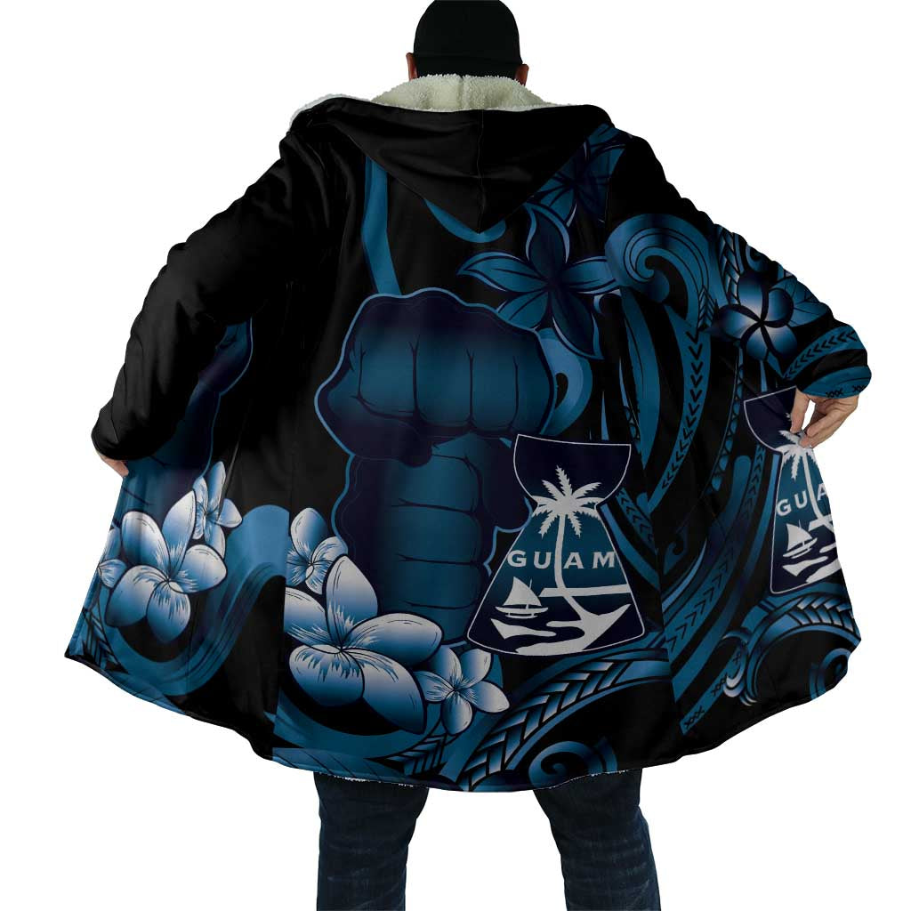 Blue Hafa Adai Guam Cloak Chamorro Latte Stone Hand With Plumeria - Polynesian Pride