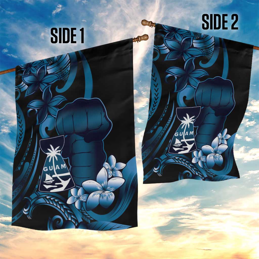 Blue Hafa Adai Guam Garden Flag Chamorro Latte Stone Hand With Plumeria