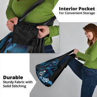 Blue Hafa Adai Guam Grocery Bag Chamorro Latte Stone Hand With Plumeria