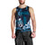 Blue Hafa Adai Guam Men Tank Top Chamorro Latte Stone Hand With Plumeria