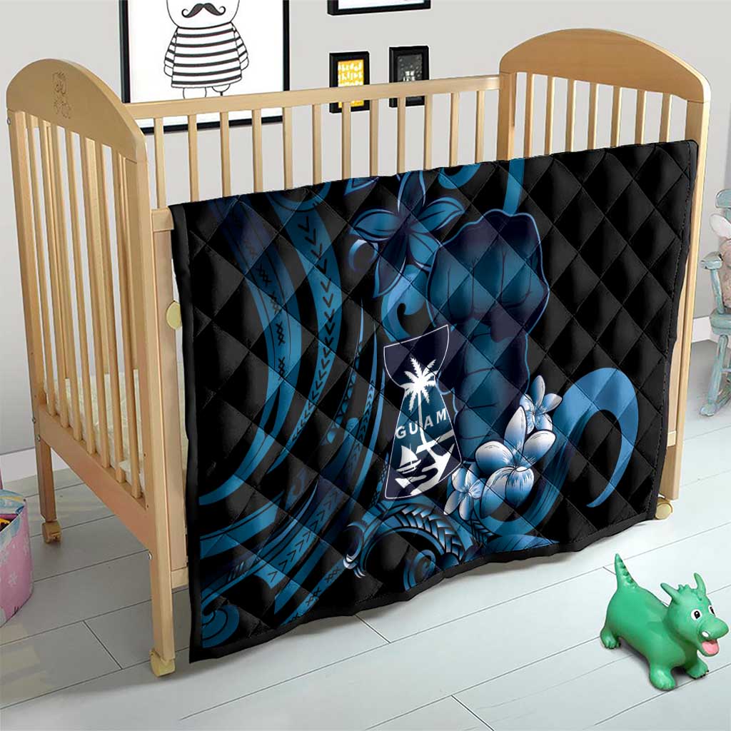 Blue Hafa Adai Guam Quilt Chamorro Latte Stone Hand With Plumeria