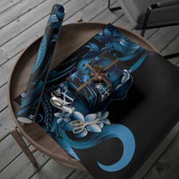 Blue Hafa Adai Guam Wrapping Paper Chamorro Latte Stone Hand With Plumeria - Polynesian Pride