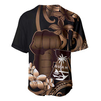 Brown Hafa Adai Guam Baseball Jersey Chamorro Latte Stone Hand With Plumeria