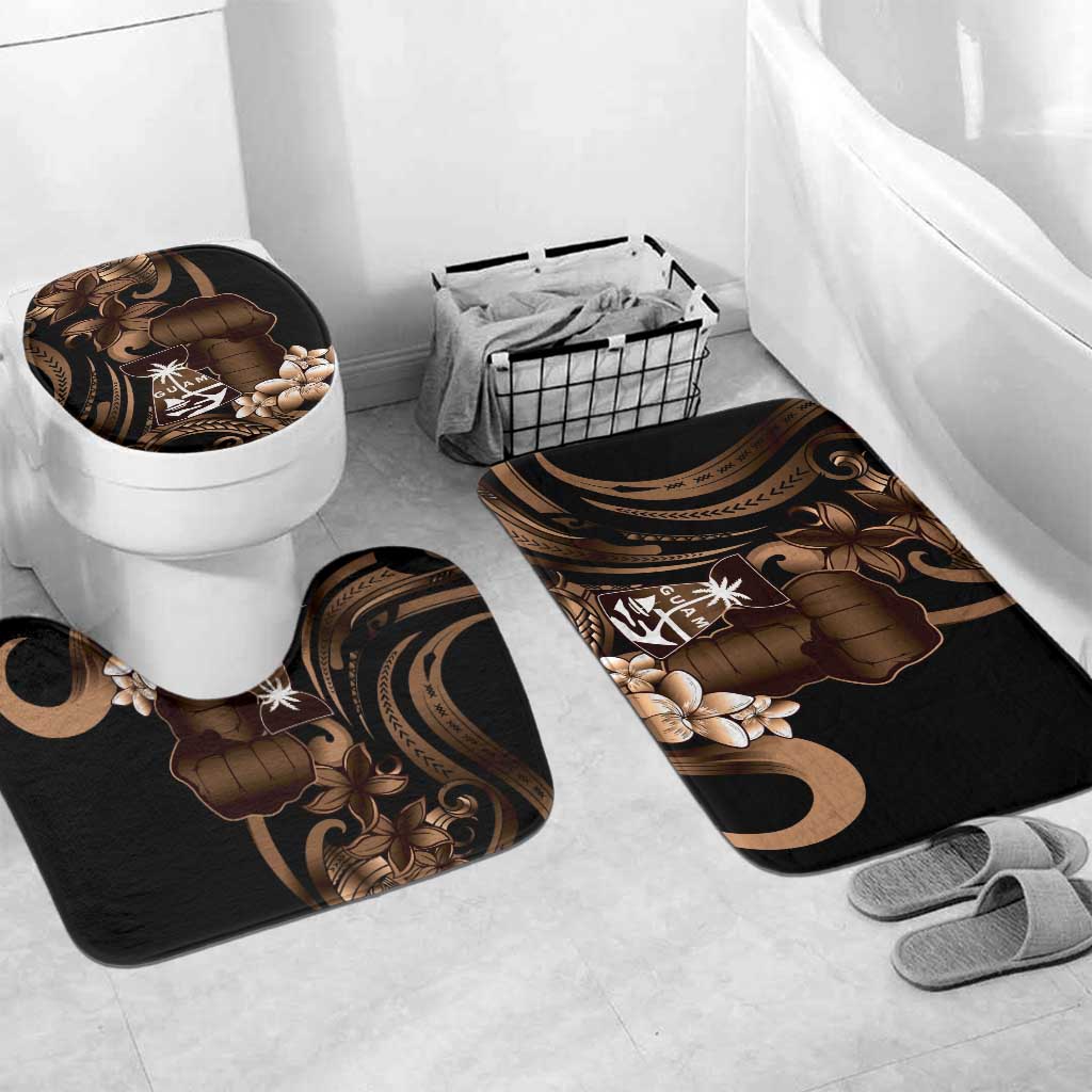 Brown Hafa Adai Guam Bathroom Set Chamorro Latte Stone Hand With Plumeria - Polynesian Pride