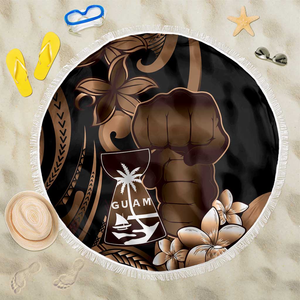 Brown Hafa Adai Guam Beach Blanket Chamorro Latte Stone Hand With Plumeria