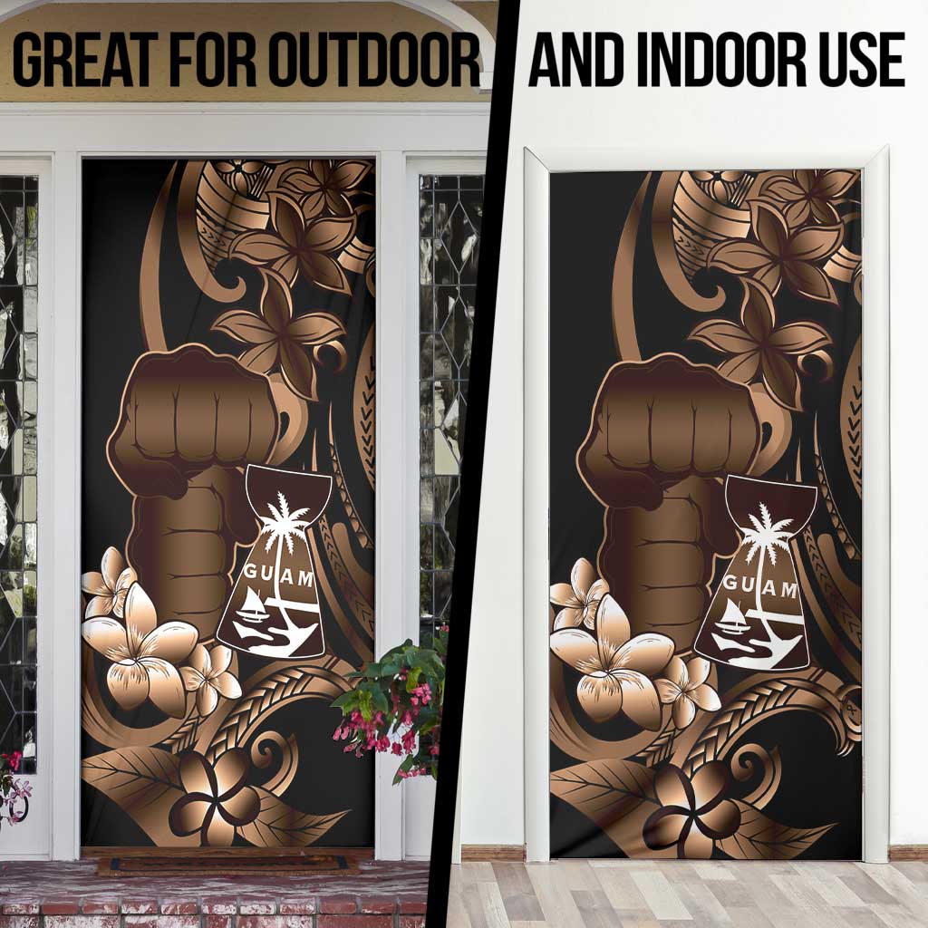 Brown Hafa Adai Guam Door Cover Chamorro Latte Stone Hand With Plumeria - Polynesian Pride