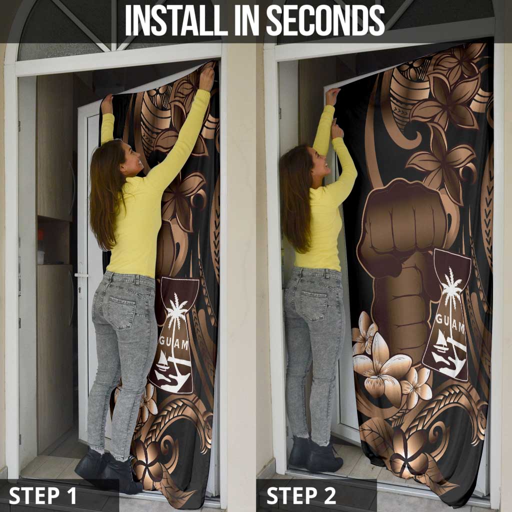 Brown Hafa Adai Guam Door Cover Chamorro Latte Stone Hand With Plumeria - Polynesian Pride