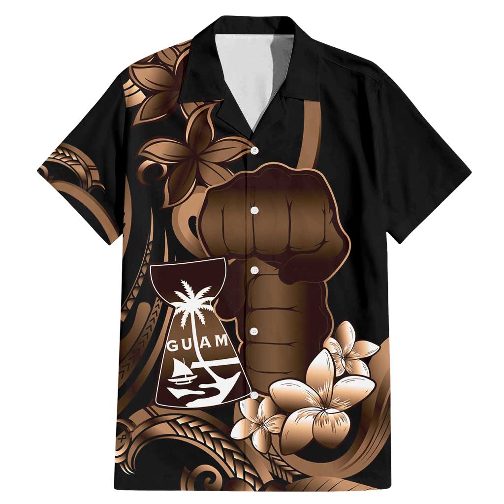 Brown Hafa Adai Guam Family Matching Mermaid Dress and Hawaiian Shirt Chamorro Latte Stone Hand With Plumeria