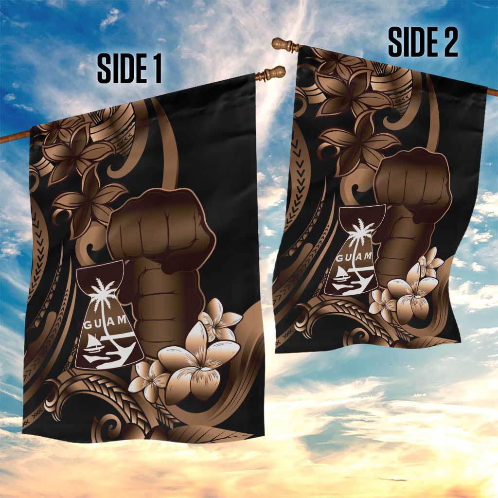 Brown Hafa Adai Guam Garden Flag Chamorro Latte Stone Hand With Plumeria