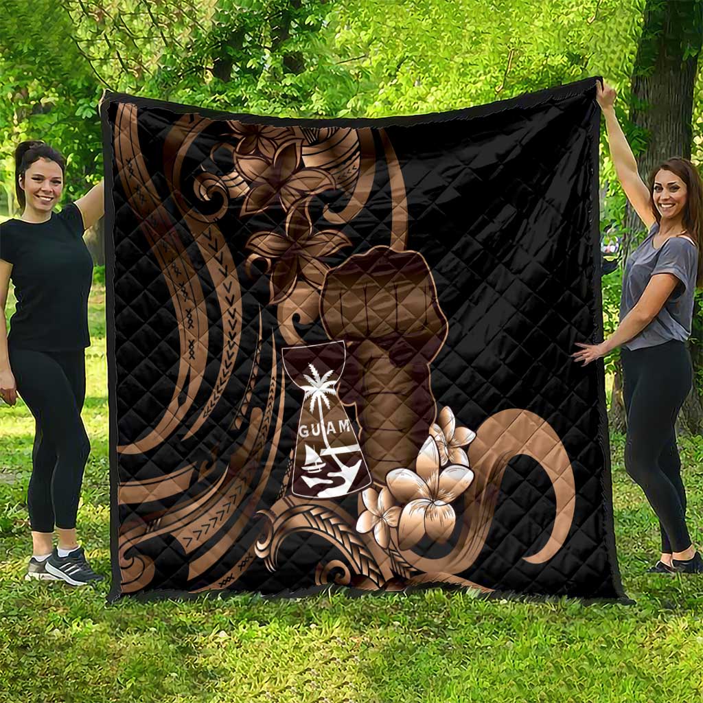 Brown Hafa Adai Guam Quilt Chamorro Latte Stone Hand With Plumeria