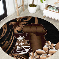 Brown Hafa Adai Guam Round Carpet Chamorro Latte Stone Hand With Plumeria