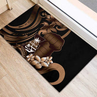 Brown Hafa Adai Guam Rubber Doormat Chamorro Latte Stone Hand With Plumeria