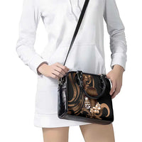 Brown Hafa Adai Guam Shoulder Handbag Chamorro Latte Stone Hand With Plumeria